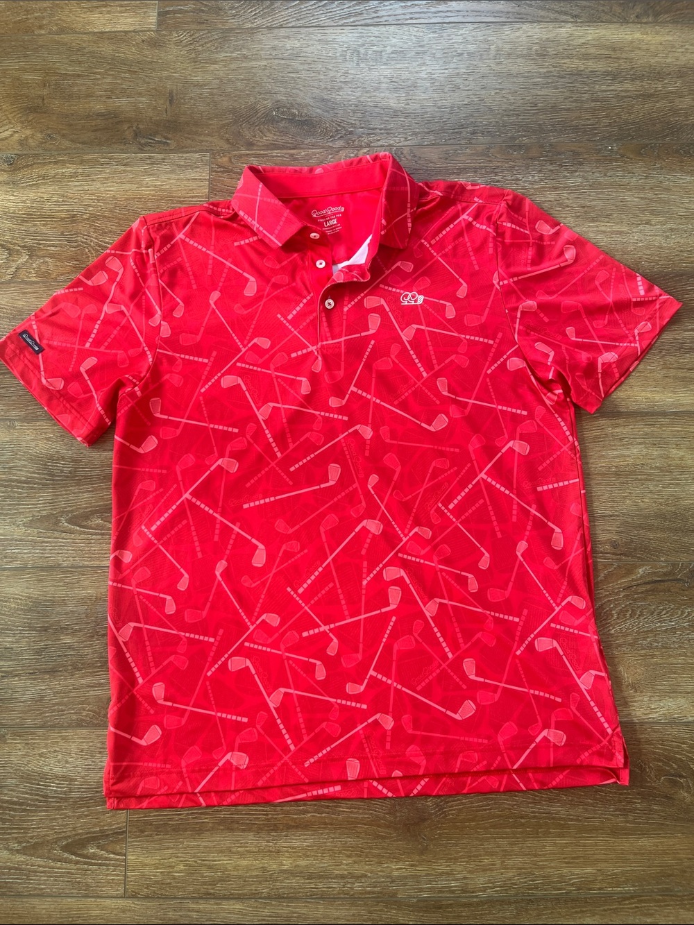 Good Good Men’s Red Golf-Print Performance Polo